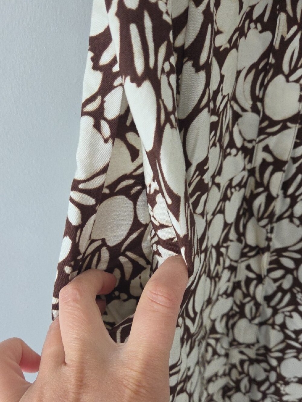 LOFT Cream and Brown Floral Midi Shirt Dress with Tie Waist - Picture 3 of 9